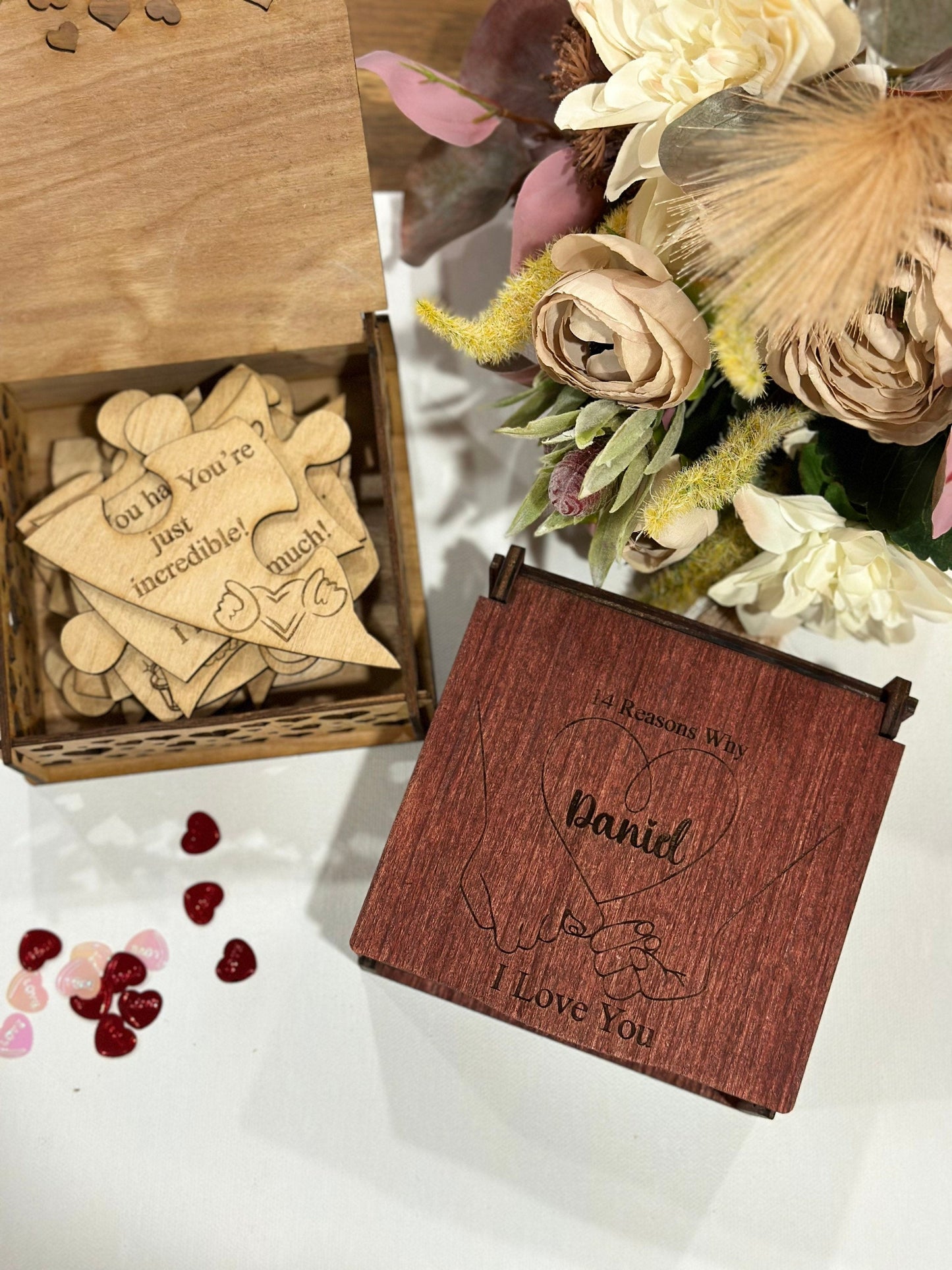 Personalized 14 Reasons Why I Love You Birthday Gift for Boyfriend Custom Wooden Puzzle Boyfriend gift  Reasons why i love you Valentines day