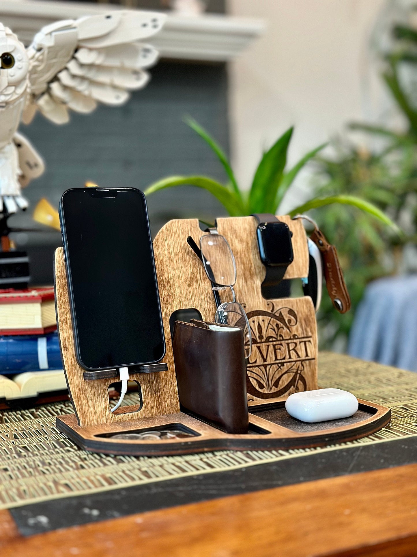 Wood Docking Stations,Desk Organizer,Gift for Men Birthday,Gift for Him Boyfriend,Anniversary Gifts Him,Father's Day Gift,Gift for Husband