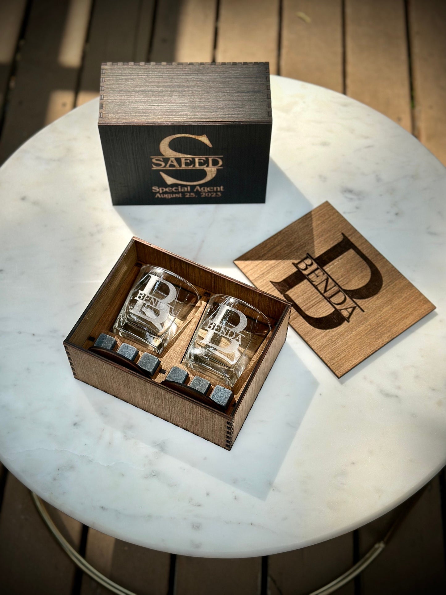 Personalized Groomsmen Gifts, Groomsmen Proposal, Whiskey Glasses Set with Wooden Box, Best Man Gift, Dad Gift, Mens Gift, Boyfriend Gift