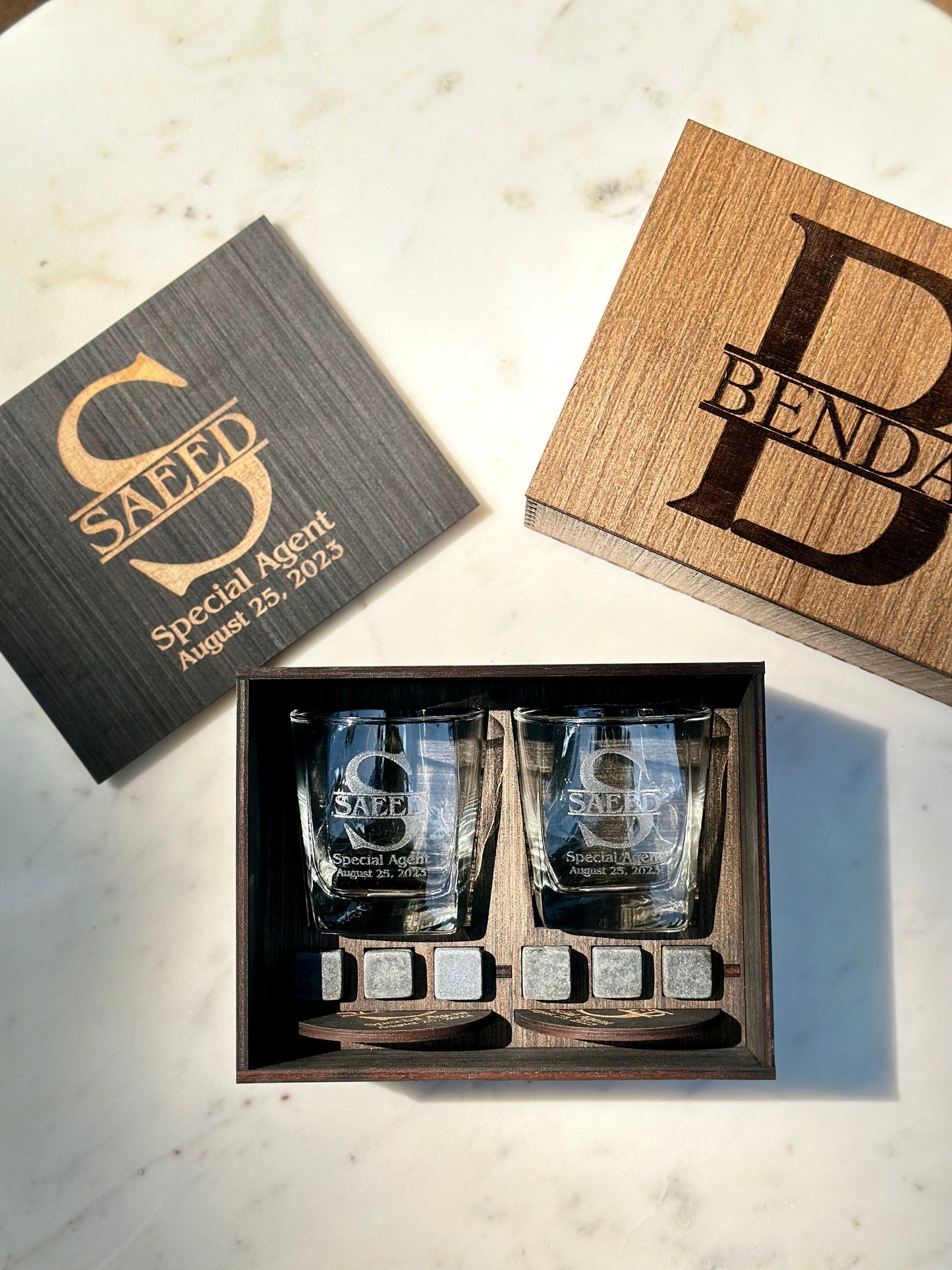 Personalized Groomsmen Gifts, Groomsmen Proposal, Whiskey Glasses Set with Wooden Box, Best Man Gift, Dad Gift, Mens Gift, Boyfriend Gift