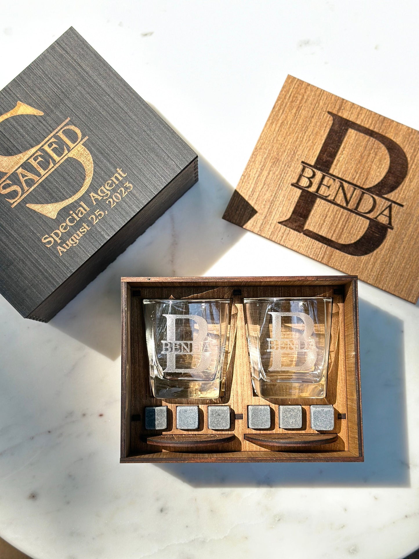 Personalized Groomsmen Gifts, Groomsmen Proposal, Whiskey Glasses Set with Wooden Box, Best Man Gift, Dad Gift, Mens Gift, Boyfriend Gift