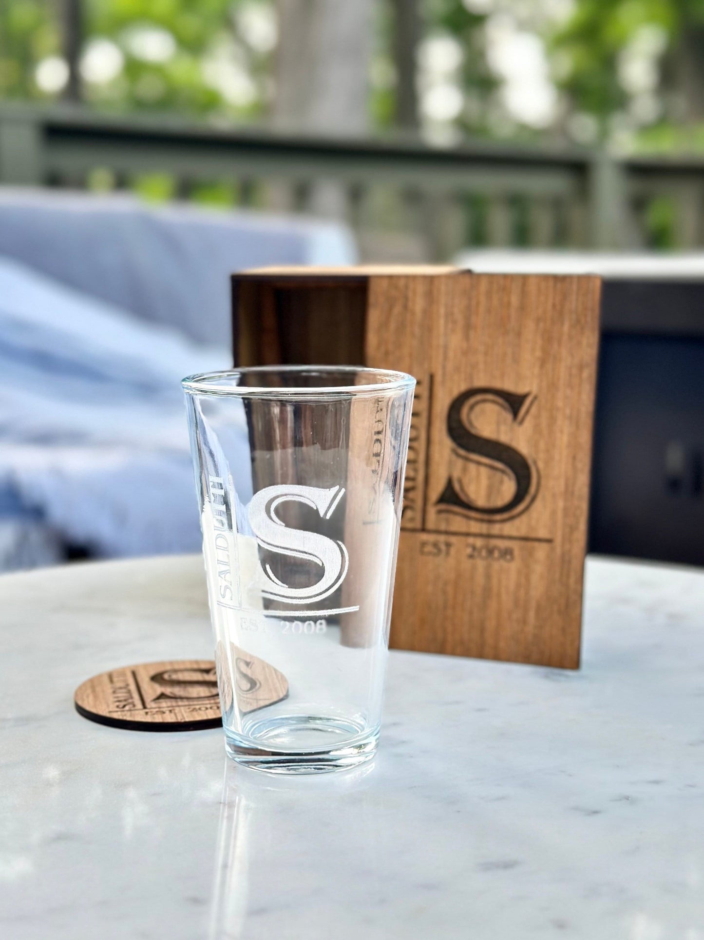 Personalized Beer Glass with Wooden Box, Custom Beer Glass, Engraved Pint Glass, Beer Gift, Etched Beer Glass, Birthday Gift For Him